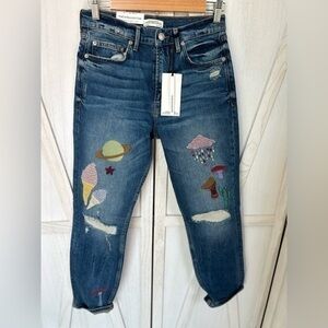 ✨NWT Zara Boyfriend SPECIAL COLLECTION distressed jeans The Straight HW patched